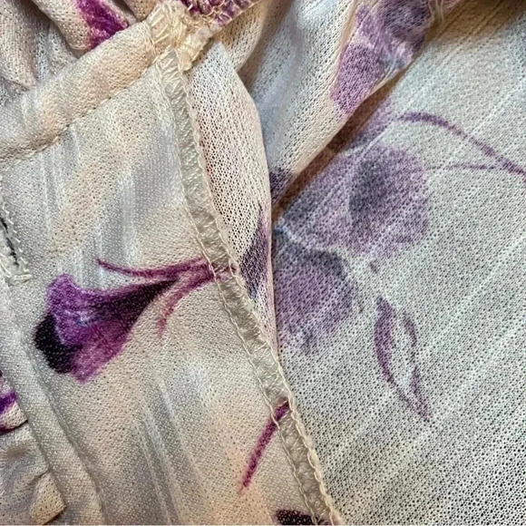 VTG Women’s 80s PL Sheer Floral Blouse Puff Sleeve Ruffle Neck Union Made - Picture 11 of 13